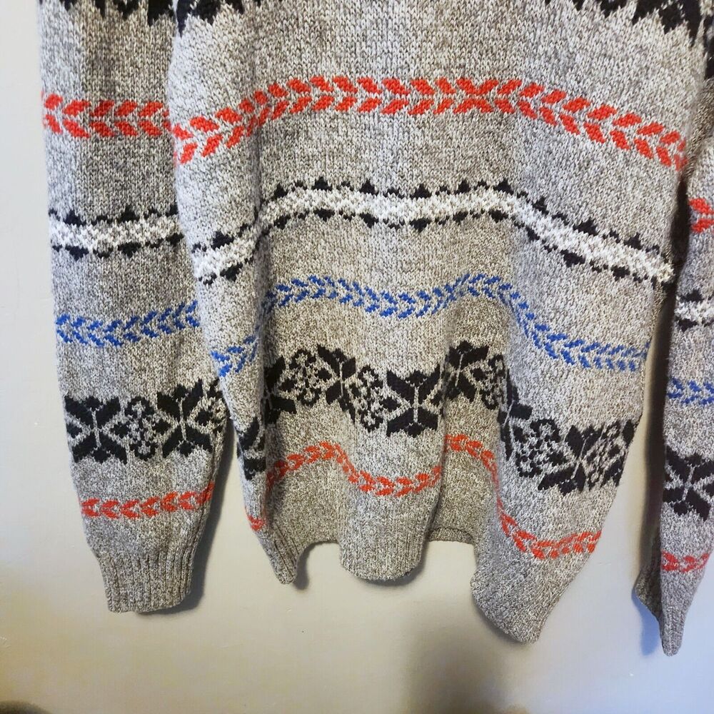 American Eagle Vintage cotton Nordic Snowflake Ski crewneck Long Sweater Men's L - Picture 4 of 7
